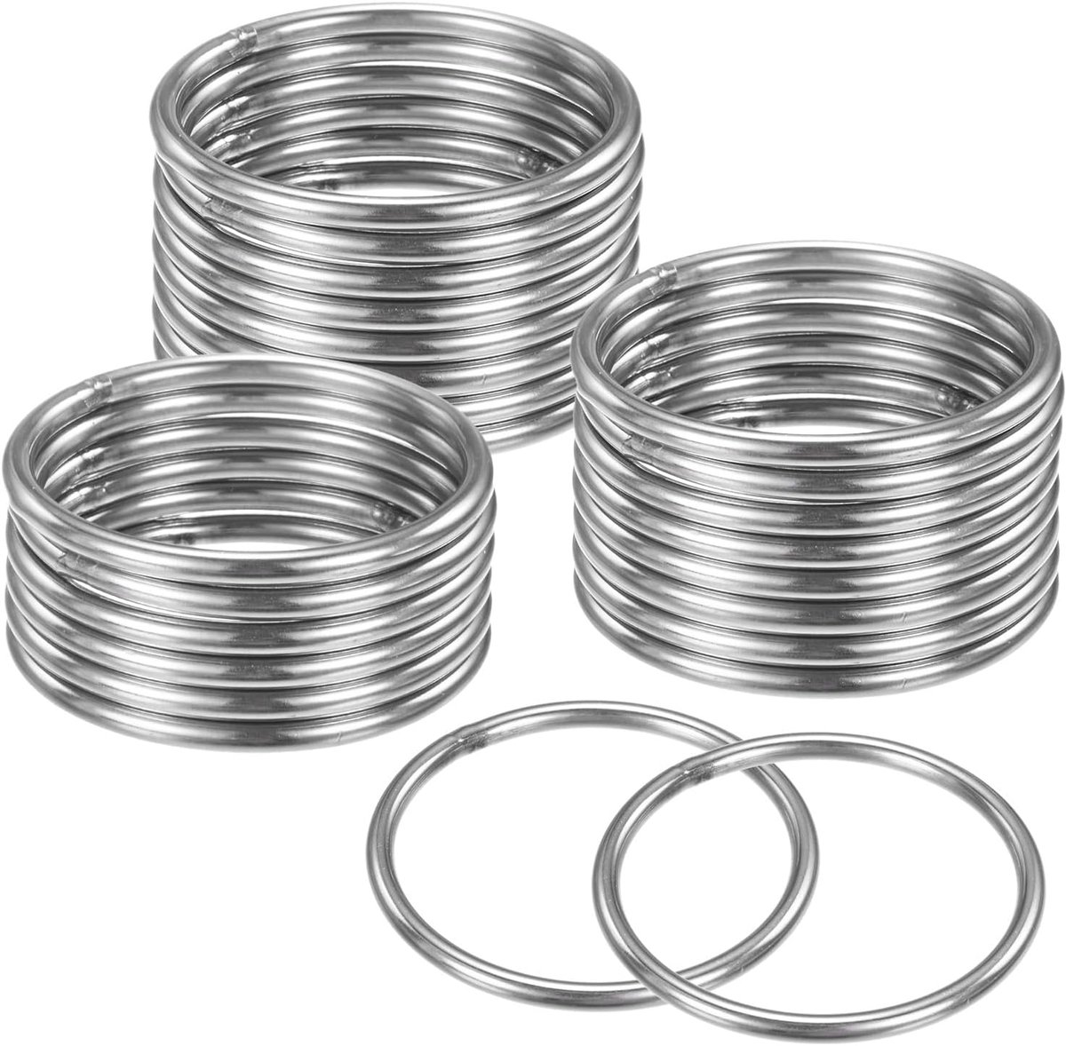 Set van 24 dromenvangerringen, 6,9 cm roestvrijstalen macramé krans bloemen ronde ringen metalen O-ringen hoepel voor doe-het-zelf bruiloftskrans / muur hanging/kerst/camping zilver 0,16