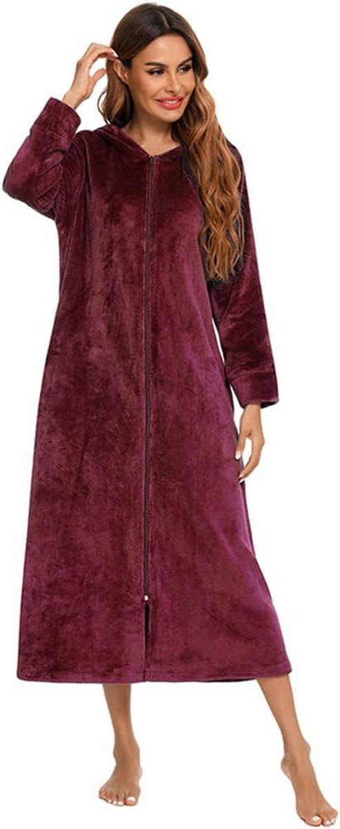 Zip Up Fleece Badjas Pluche Zachte Warme Huisjas
