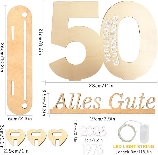 Bord gastenboek, 50e verjaardag decoratie, geldgeschenken verjaardag, houten bord gastenboek verjaardag als gepersonaliseerd cadeau, geschikt voor mannen vrouwen verjaardag jubileum trouwdag By — afbeelding 2