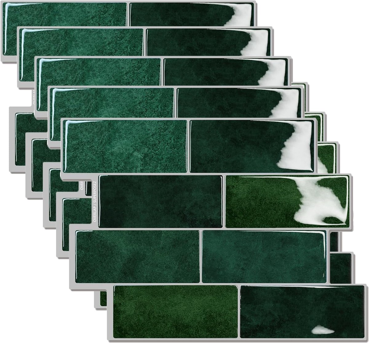 3D-kleeftegels, keuken, groen, backsplash tegel, 29 x 21 cm, tegels, zelfklevend tegelmembraan badkamer, sterk kleefoppervlak, verpakking van 5 (groen)