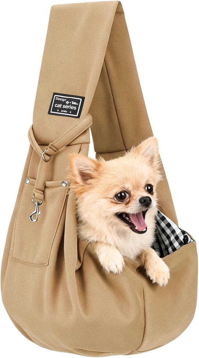 Hondenvervoer voor Puppy’s, Omkeerbaar, Geschikt voor Dieren tot 7.5 kg, Khaki Kleur
