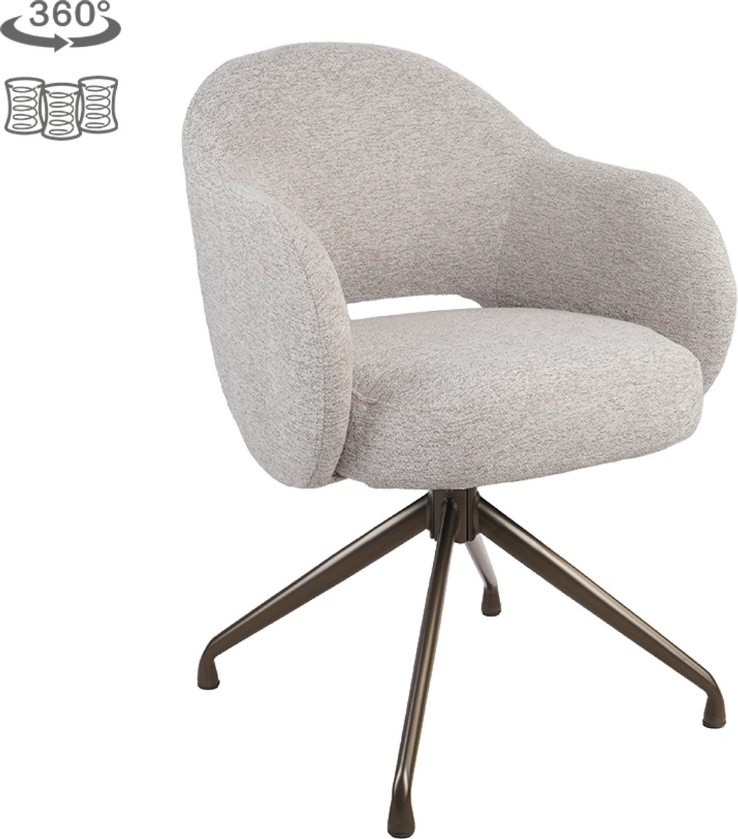 Tower Living Porto armchair 360? - Toro 25 cream - brown frame Naturel
