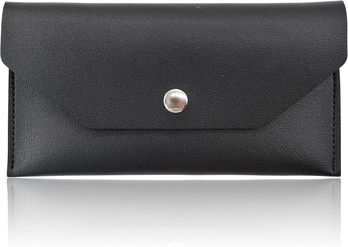 Cash envelop wallet 17.5 x 9 cm - PU leer zwart - herbruikbaar - ideaal voor budgettering - ShopVlot