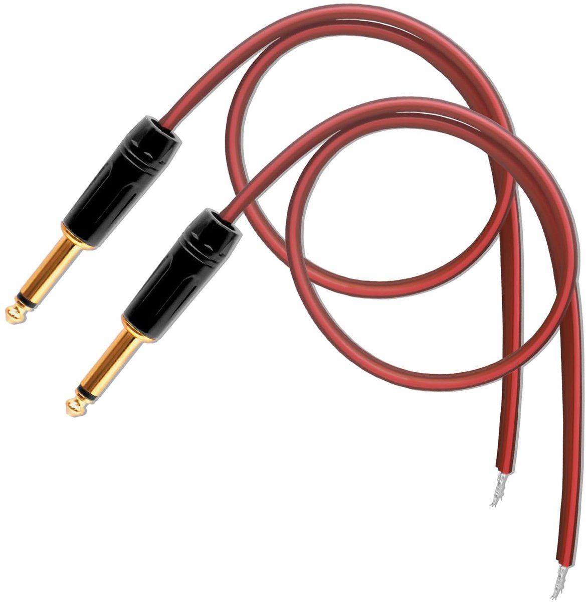 6.35mm TS plug to Bare Wire 1/4 inch plug mono audio pigtail cable 1.64FT open end,jack plug adapter for audio - ShopVlot