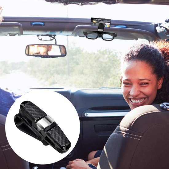 Universele Brilhouder voor Auto Zonneklep - 4 Stuks Zonnebril Clips met Kaartfunctie van Merkloos — afbeelding 2