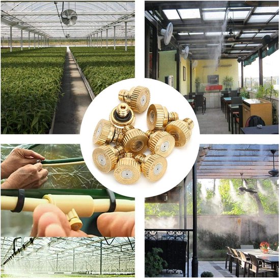 NTH products- Vernevelingssproeier 10 Stuks - Messing - Lage Druk - Sproeikop - Vernevelingssysteem - Corrosiebestendig - O-ring voor Waterdichtheid van Nth Products — afbeelding 4