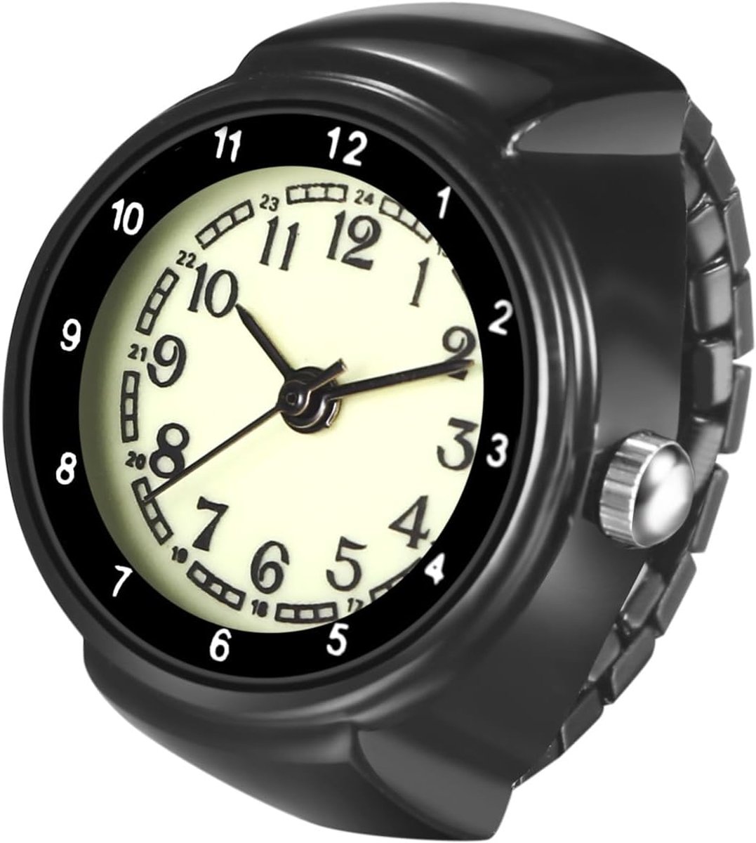 Avaner Ring Watch Women Men Stainless Steel: Modern Finger Watch with Elastic Stainless Steel Band Arabic Numerals - ShopVlot