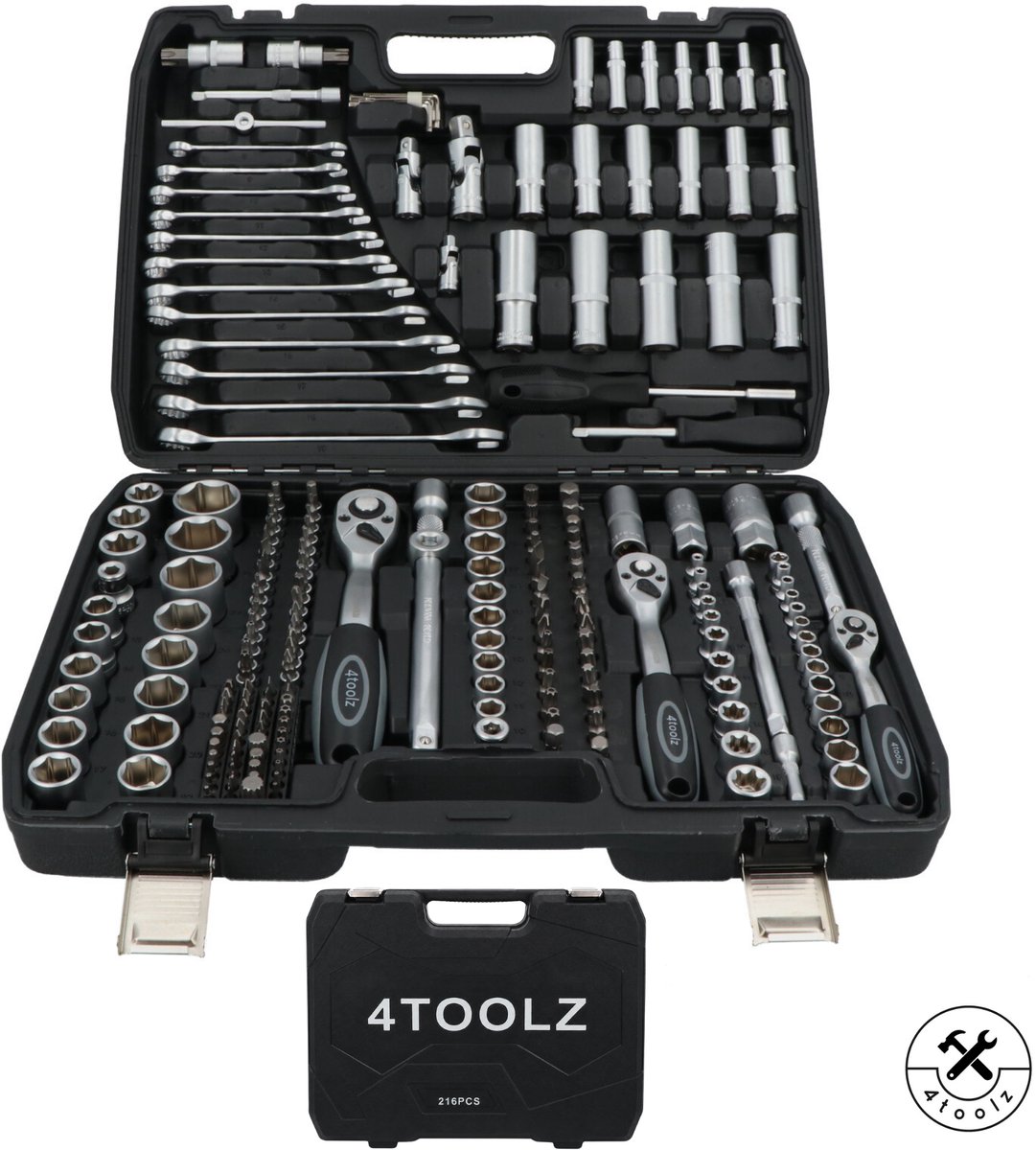 4toolz Doppenset 216-delig – Gereedschapskoffer – Cr-V – 72 Tands Ratel