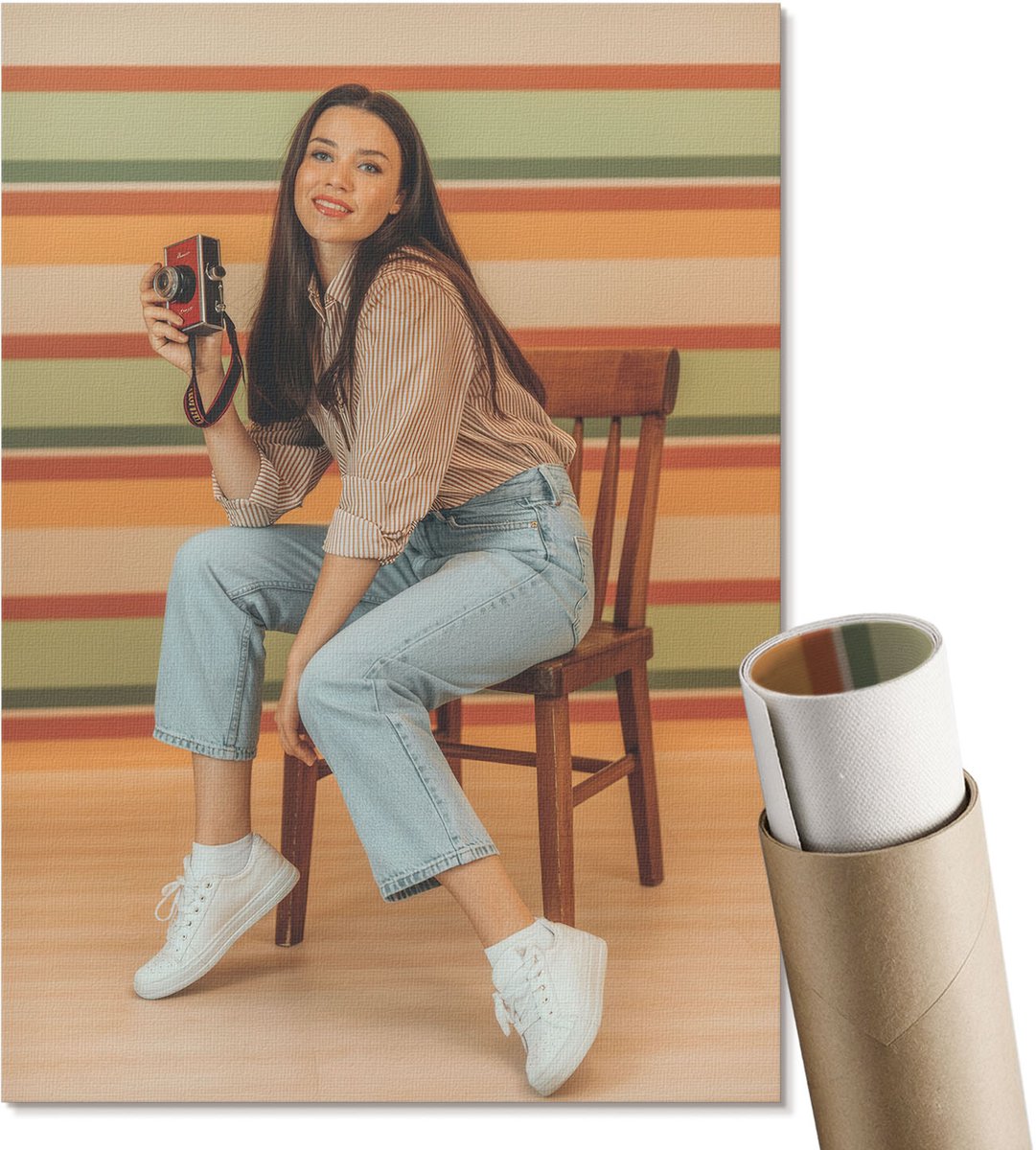 Coloray Polycanvas Wandposter - Ochtendmist, Grijs - A3 - Beige Kunst - Rechthoek - Wandkunstwerk - Slaapkamer - Glamour