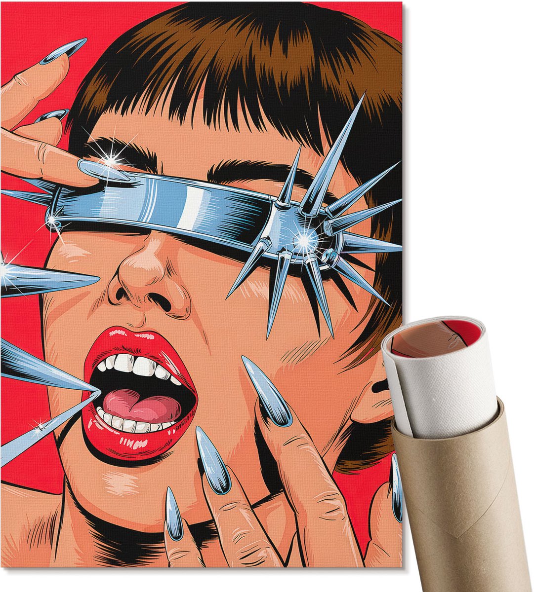 Coloray Polycanvas Poster - Popart-Energie, Illustratie - A4 - Rood Motief - Rechthoek - Decoratieve poster - Woonkamer, Slaapkamer, Kantoor - Popcultuur