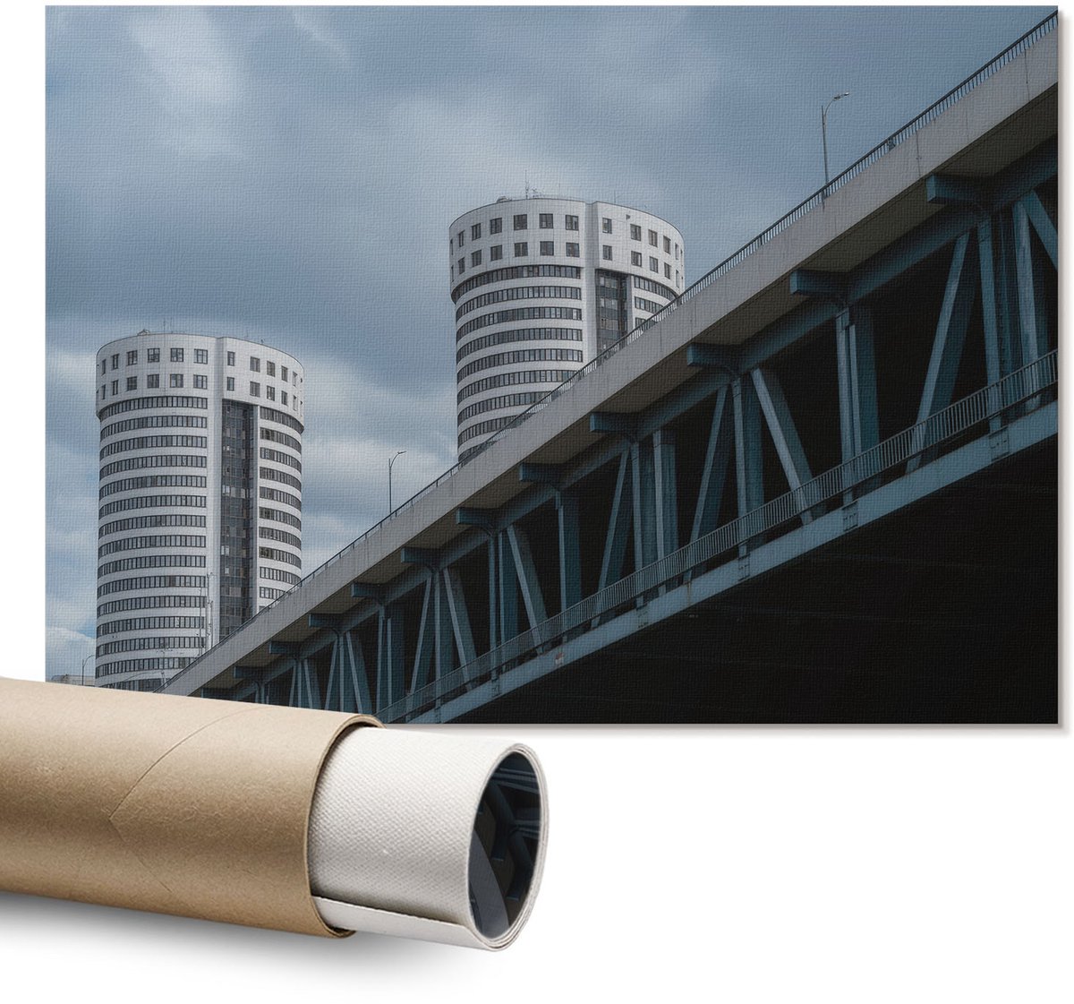 Coloray Polycanvas Wandposter - De Draak En Het Kasteel, Illustratie - A1 - Paars Patroon - Rechthoek - Interieurdecoratie - Kantoor - Romantisch