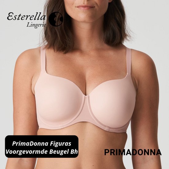 Nude-kleurige PrimaDonna Figuras voorgevormde beugel-bh. Met logo.