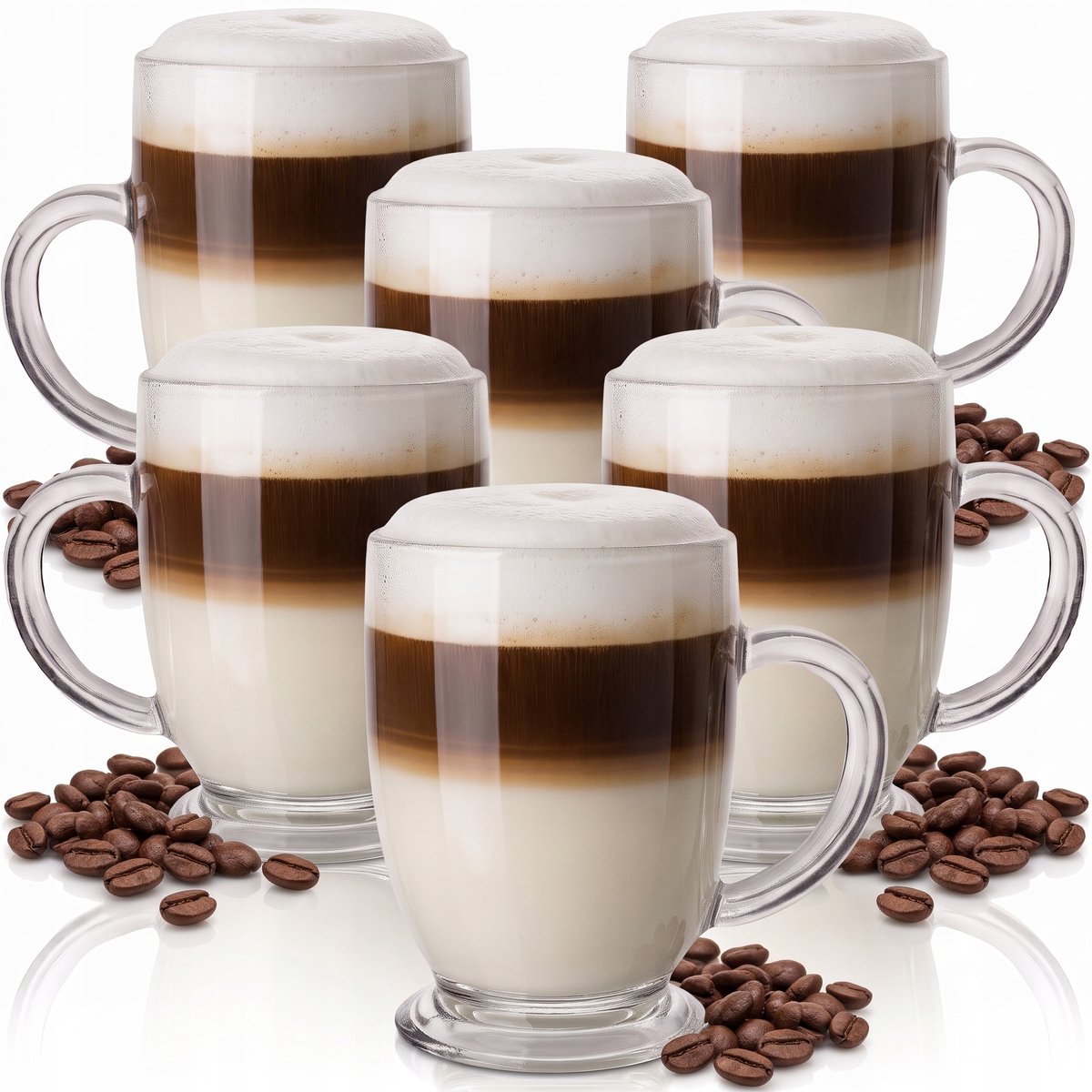 Glazen Mokken Set 400ml - 6 Stuks - Voor Koffie, Latte & Desserts