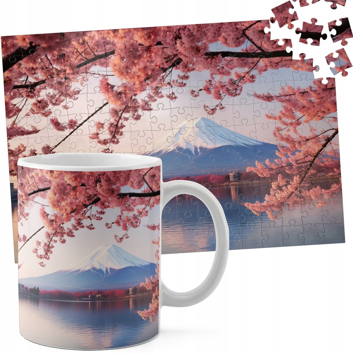 Set: Mok + 110-delige Puzzel - Japanse Berglandschap