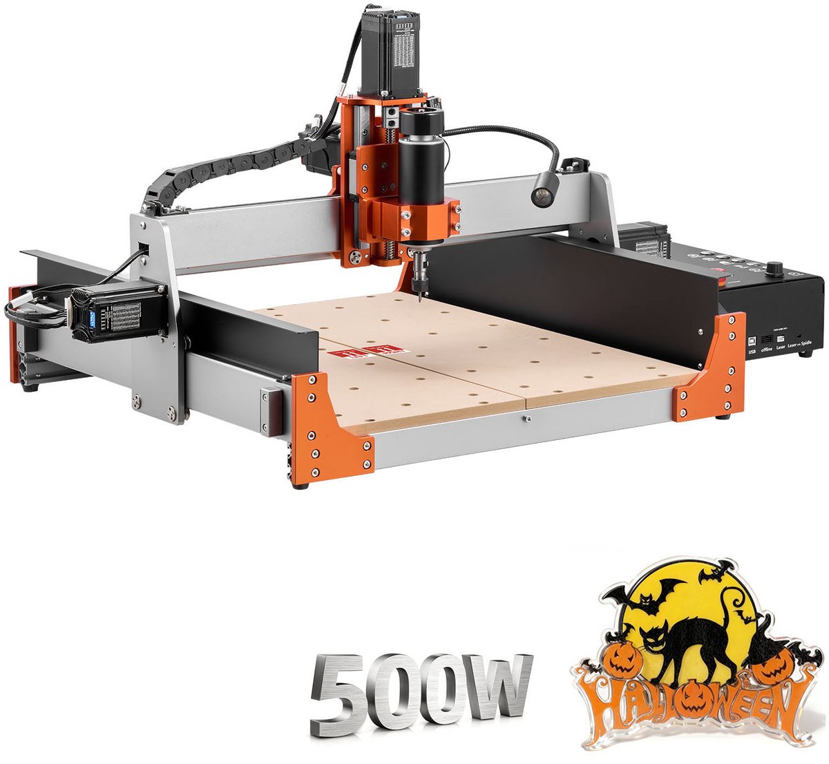 CNC-Freesmachine met 500W Spindel, 3-Assige Graveermachine Voorzien van Dubbele Lineaire Geleidingen en Kogelomloopspindel, Werkgebied van 400x400x95 mm, Geschikt voor Hout en Acrylbewerking