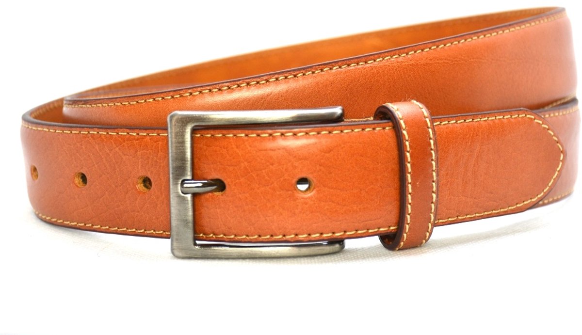 Heren Riem volnerf Leer Naturel - 3.5 cm Breed - Broekriem - Nette Riem - Pantalon Riem - Maat: 95 / Totale lengte riem 110 cm - Echt Leer| Kleur: Naturel | Nikkelvrije gesp
