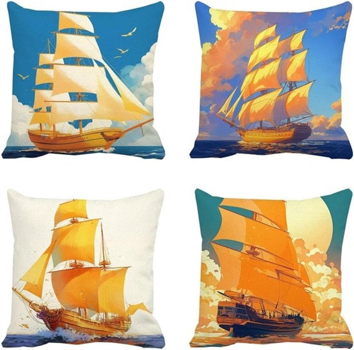 Bankkussens - Kussenhoezen - Woonkamer Decoratie - Waterdicht Linnen - 65 x 65 cm - Oranje