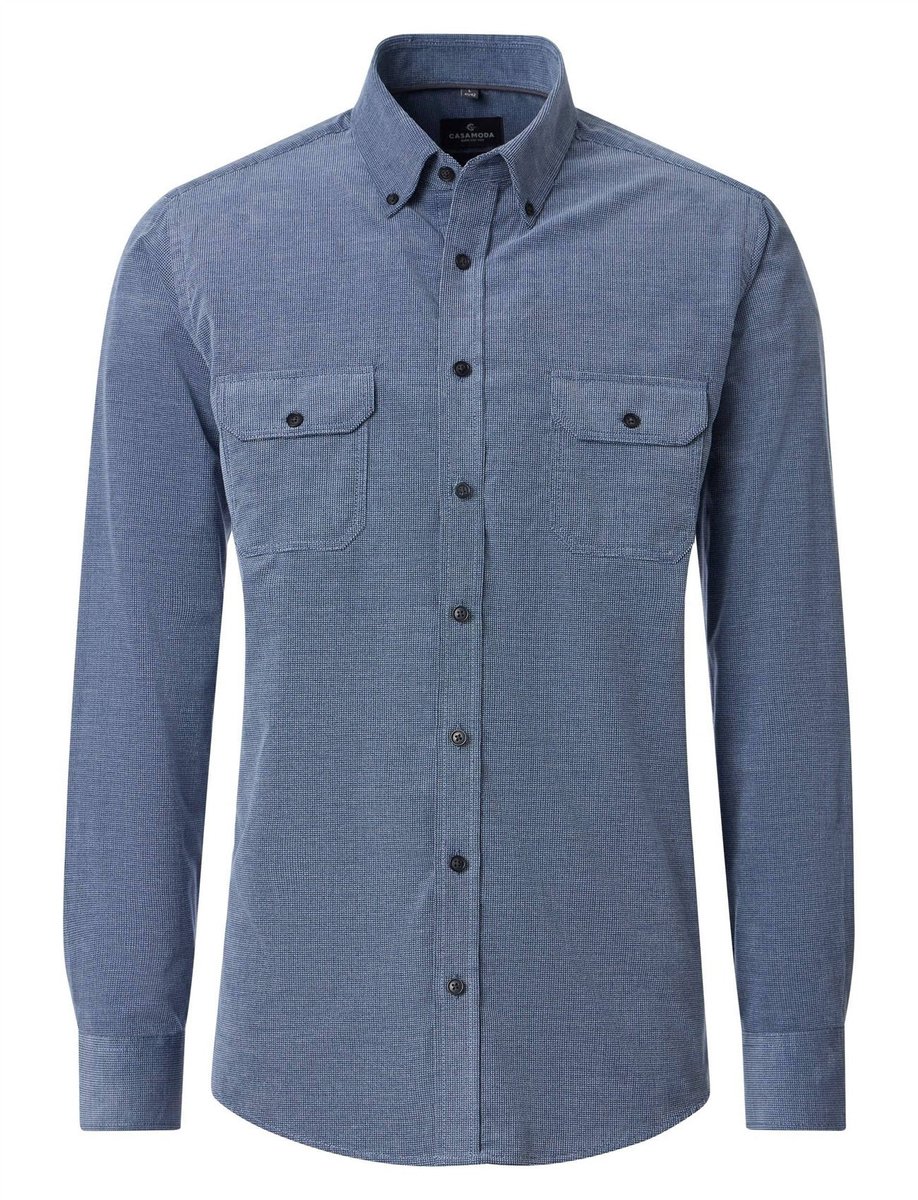 CASA MODA Sport casual fit overhemd - ribfluweel - blauw