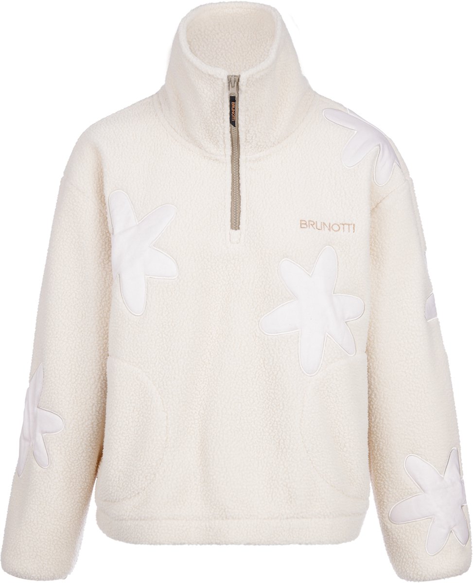 Brunotti - Kirsten Teddy Fleece Dames - Moonbeam - Fleece met Rits - Loose Fit - Hoge Kraag - Extra Warm - S
