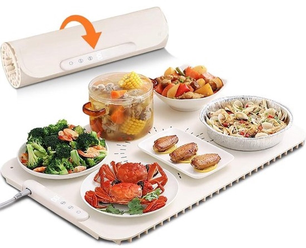 Elektrische Warmhoudplaat - Draagbare Voedselwarmer - Buffet Warm Houden - Instelbare Temperatuur - 60-100 Graden - Zwart