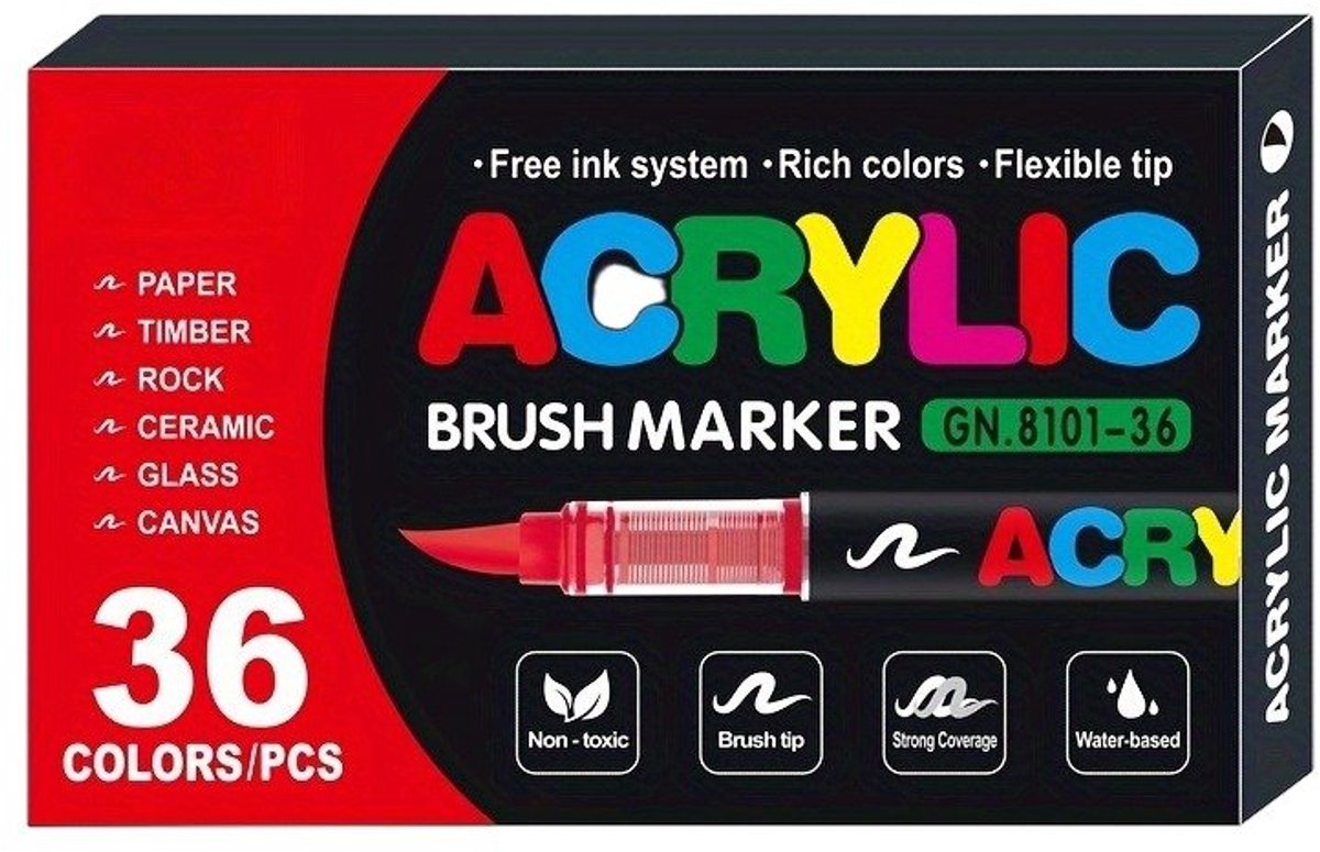 Currero Aquamarkers - Twinmarkers - Brushpennen - Stiften - Markeerstiften Op Waterbasis - Dual Tip - Tekenen En Kleuren - 36 Kleuren