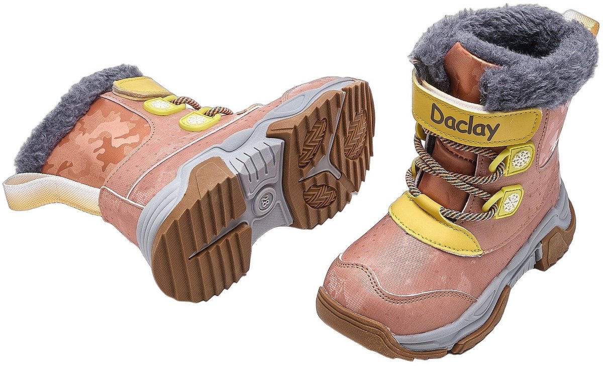 Currero Snowboots Meisjes Sneeuwlaarzen Kinderen Winterlaarzen Meisjes Gevoerde Winterschoenen Waterdicht Antislip Zool Warm Gevoerd Kinderlaarzen Lichtbruin
