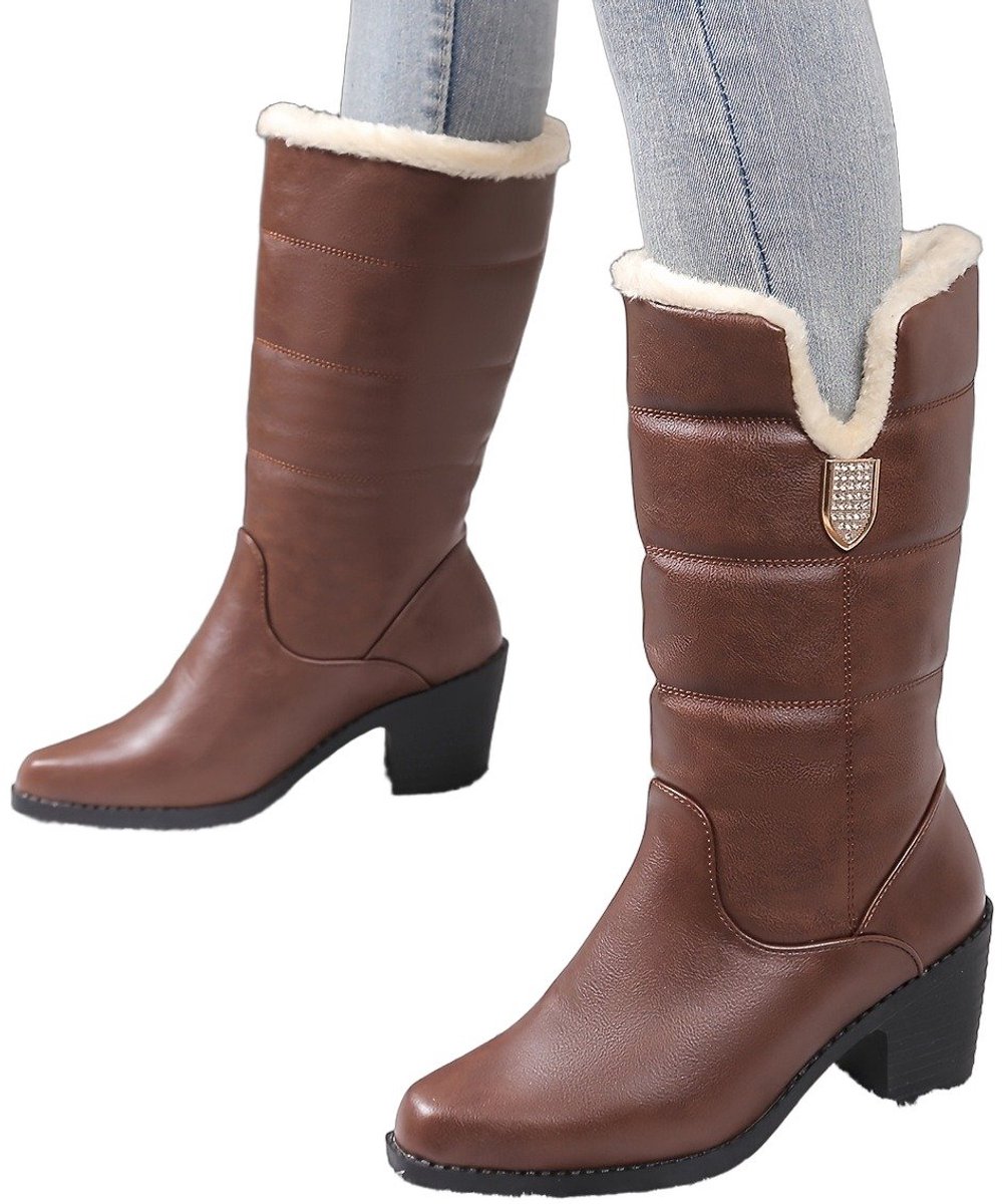 Currero Snowboots Dames Sneeuwlaarzen Dames Winterlaarzen Gevoerde Winterschoenen Waterdicht Antislip Zool Warm Gevoerd Wandellaarzen Winter Donkerbruin