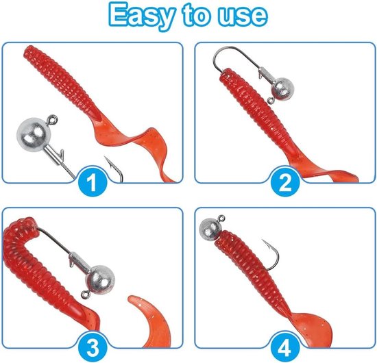 Korte Vissen Haken 25 Stuks met Scherpe Vissen Lijnen en Ronde Loodballen voor Rubber Aas, Zachte Aas en Rode Wormen voor Roofvisaccessoires (2/3.5/5/7/10g) — afbeelding 2