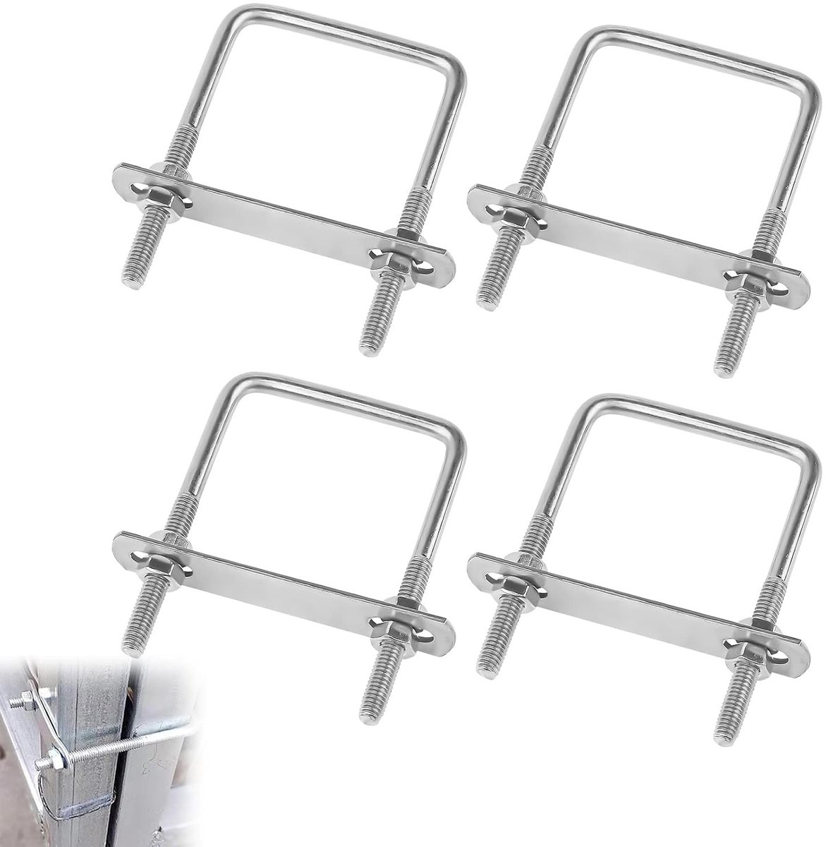 U-profiel U-bracket voor het monteren van een dakkoffer, roestvrij staal, M6 schroef, vervangingsonderdelen, 4 stuks, stevige bevestiging en duurzame constructie