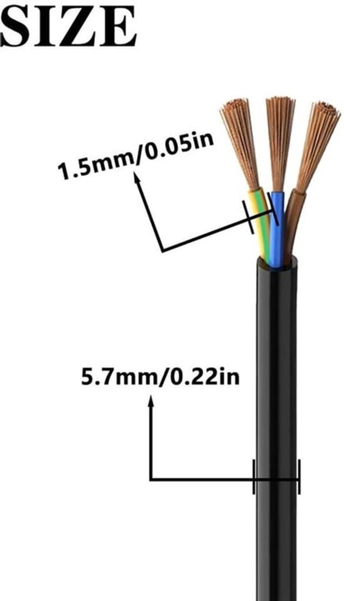 Elektrische kabel - 5 meter - Flexibel en duurzaam - Zwart - 3 x 0.5 mm² - Voor huishoudelijke toepassingen - 20