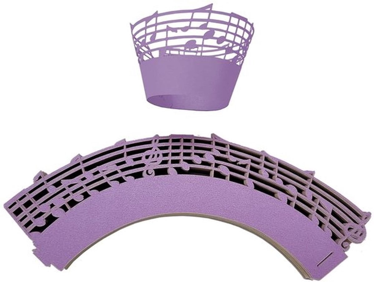 Cupcake-topper wikkels - Muzieknoten - Perfect voor Feestjes - Paarse - Verjaardagen - 50 stuks
