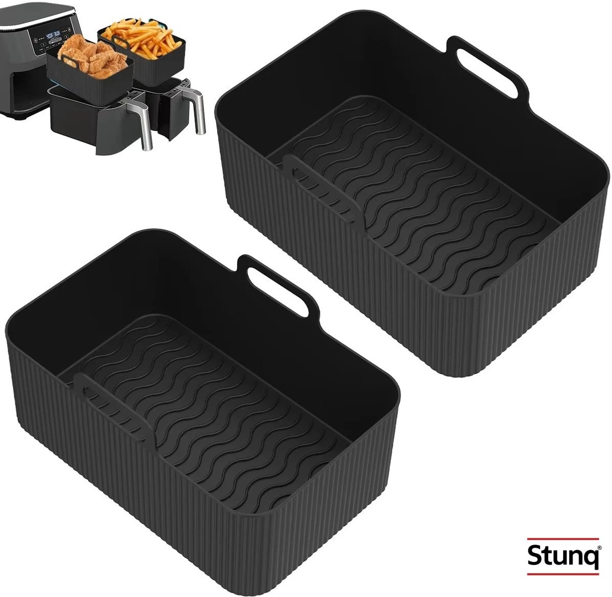 Stunq® Airfryer siliconen bakvormen set van 2 - hittebestendig en vaatwasserbestendig