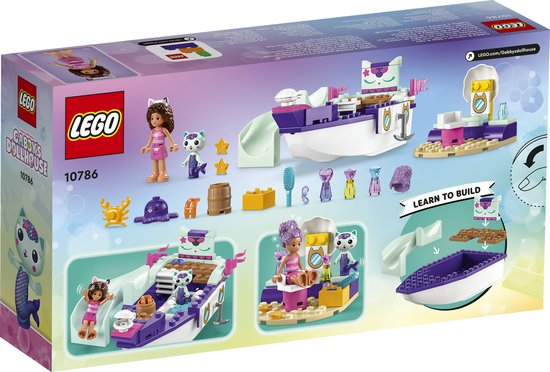 LEGO Gabby's poppenhuis Vertroetelschip van Gabby en Meerminkat Boot Speelgoed voor Kinderen 10786