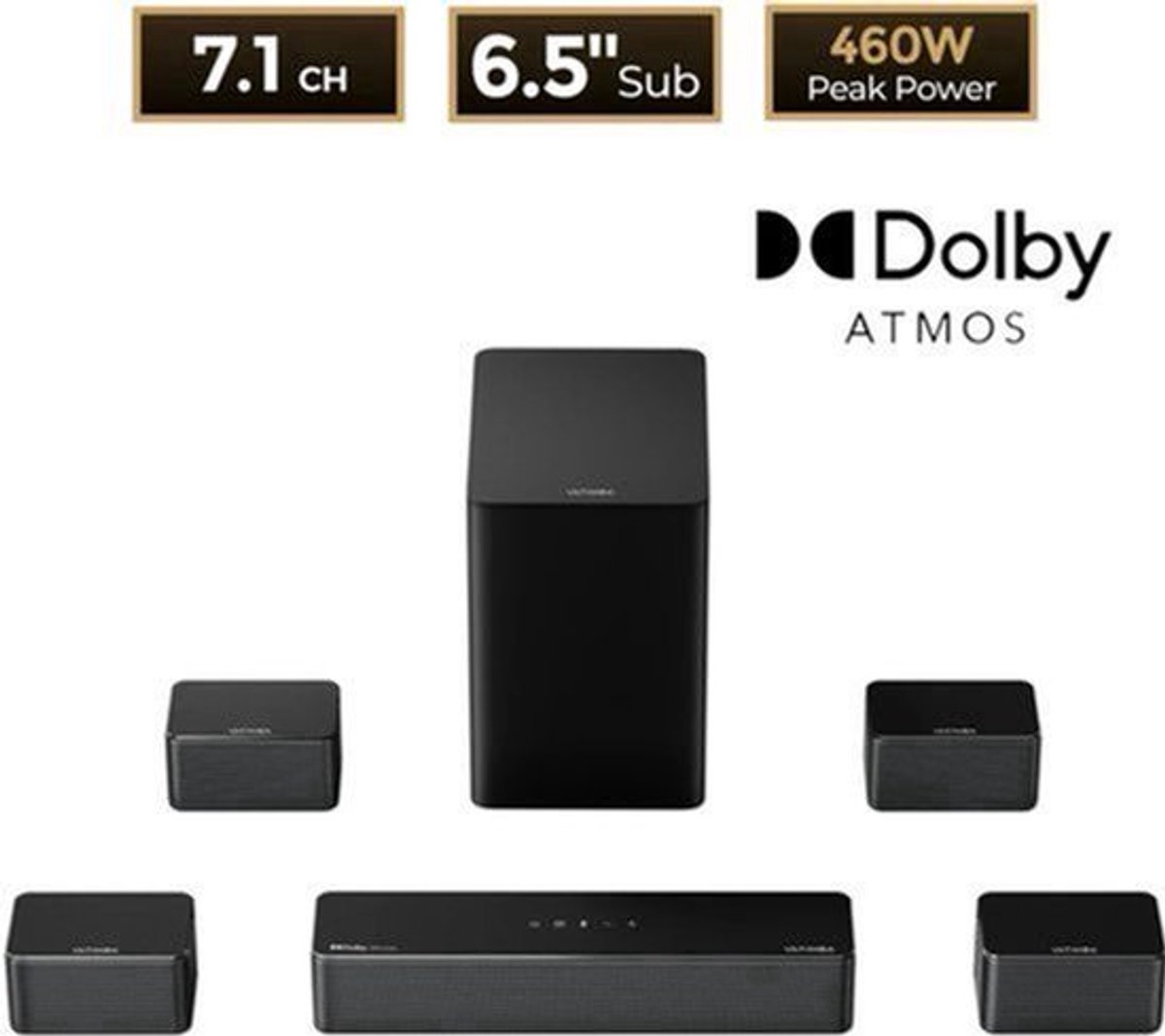 Soundbar – Surround Set – Home Cinema Speaker – Draadloze Subwoofer – 7.1 Kanaals – Dolby Atmos – Krachtige BassMX Basweergave