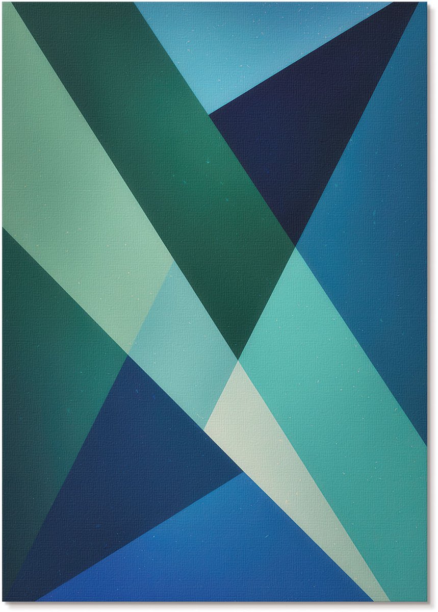 Tulup Polycanvas Wandposter - Geometrische Abstracties, Schilderen - A4 - Blauw Decoratie - Rechthoek - Interieurdecoratie - Woonkamer, Slaapkamer, Kantoor - Modern