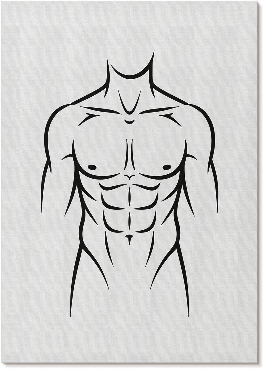 Tulup Polycanvas Wandposter - Minimalistisch Silhouet, Lijntekening - A4 - Zwart Decoratie - Rechthoek - Wandkunstwerk - Woonkamer, Slaapkamer, Kantoor - Minimalist