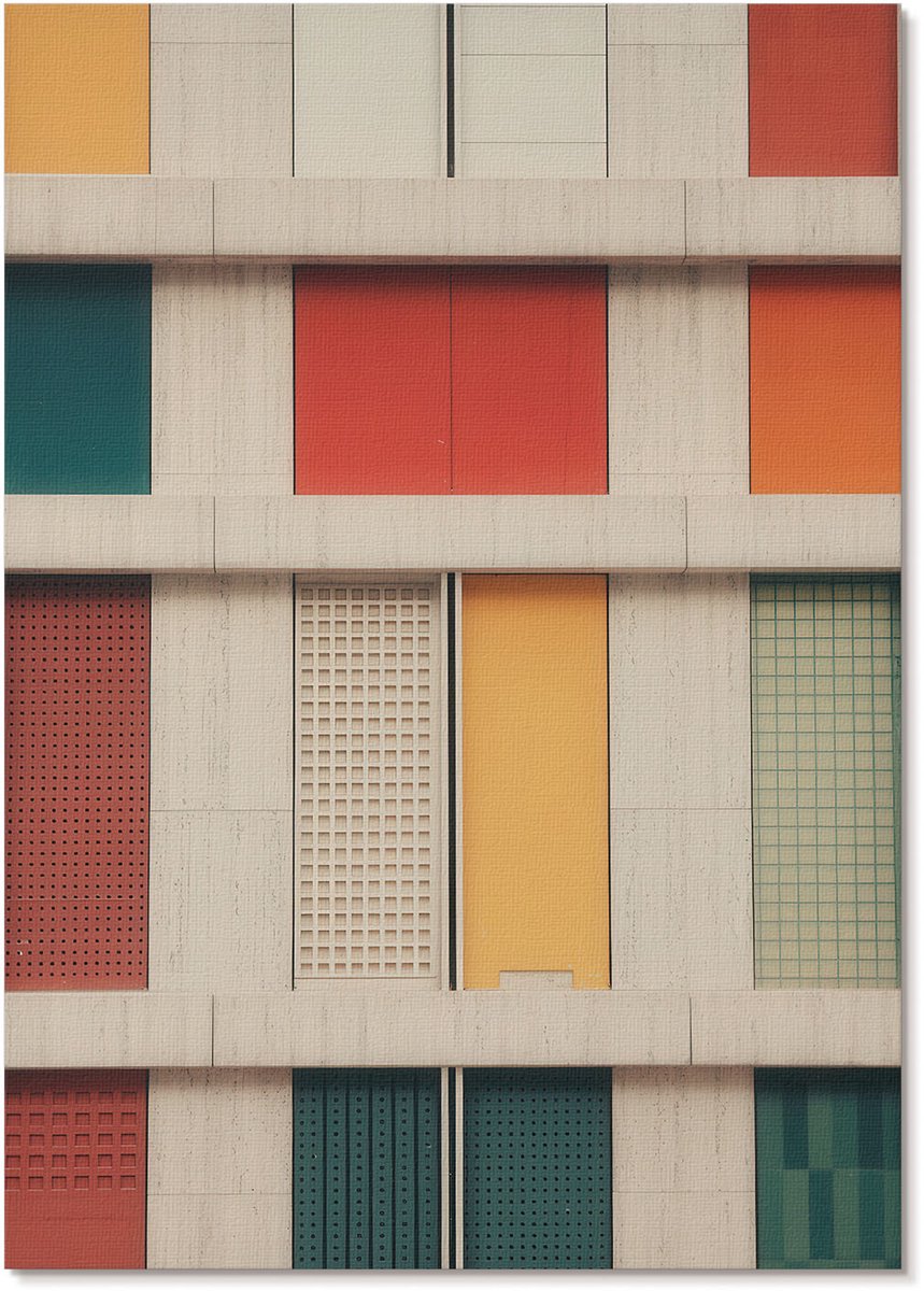 Tulup Polycanvas Wandposter - Kleurrijke Gevel, Schilderen - A4 - Rood Kunst - Rechthoek - Wandkunstwerk - Woonkamer, Slaapkamer, Kantoor - Modern