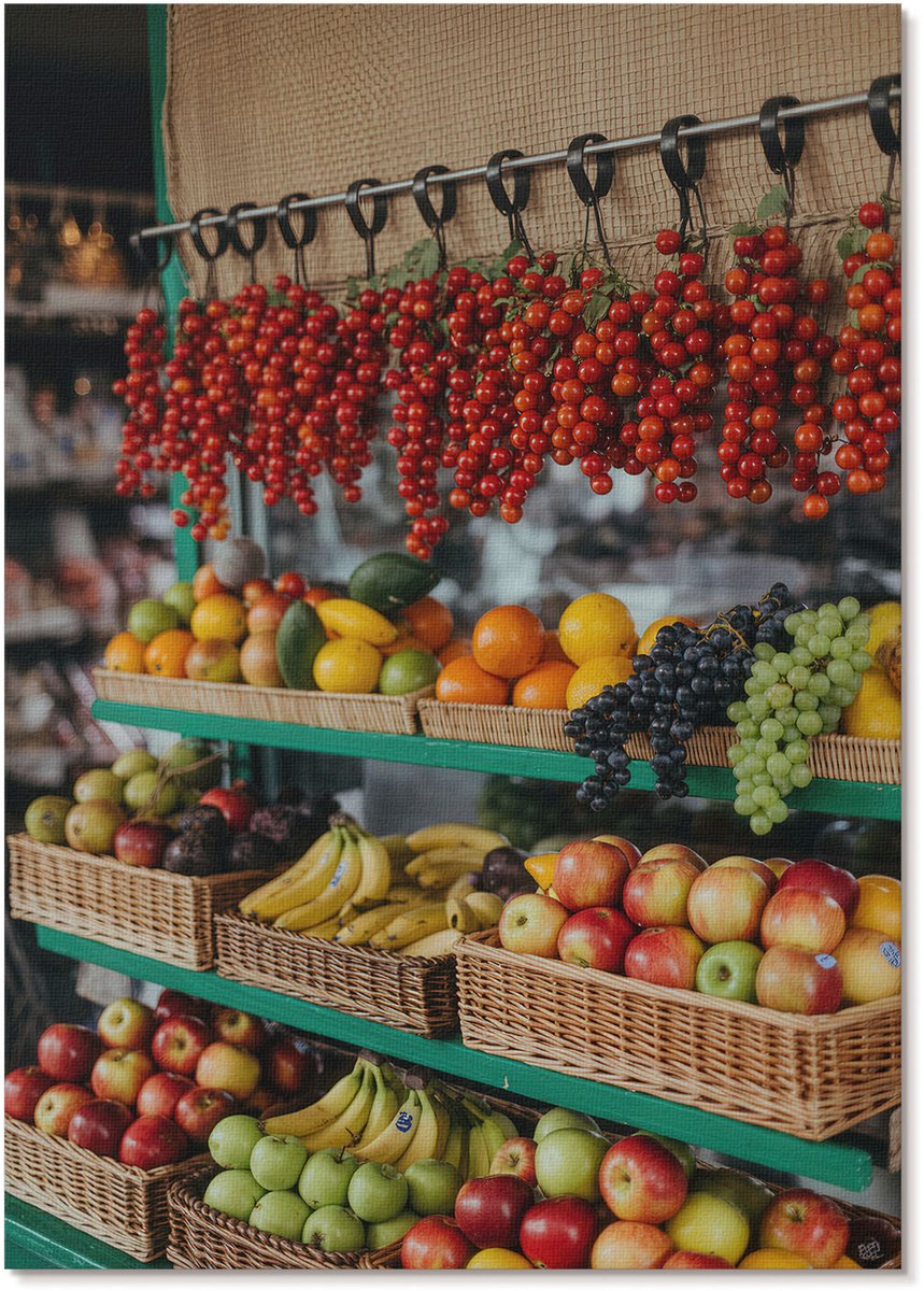 Tulup Polycanvas Wandposter - Fruitmarkt, Fotografie - A4 - Rood Kunst - Rechthoek - Wandkunstwerk - Woonkamer, Slaapkamer, Kantoor - Rustiek