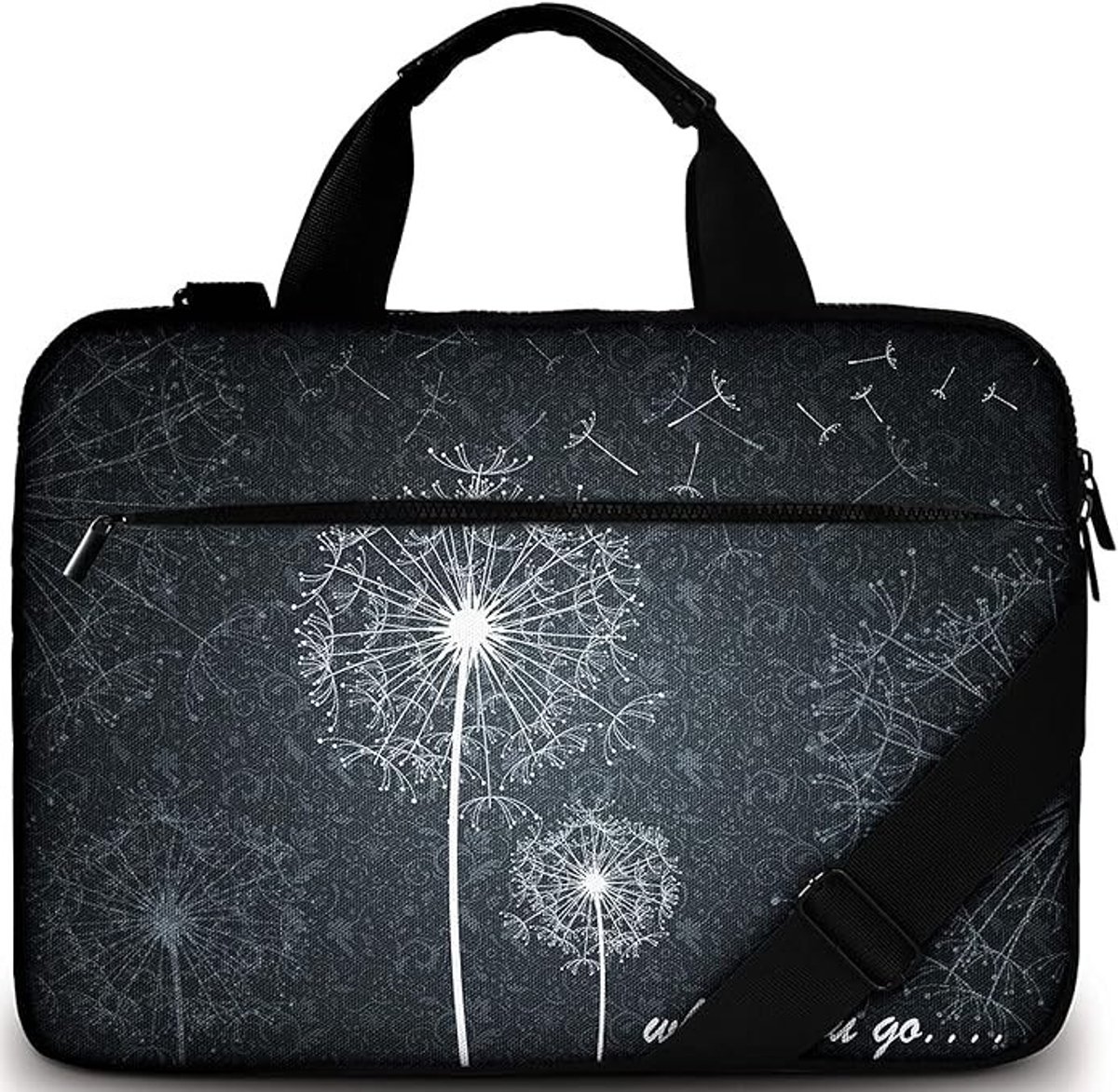 PolkaHome Laptop Zak 15.6 Inch - Waterafstotende Canvas Schoudertas met Paardenbloem Dessin