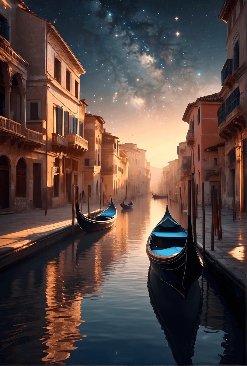Venetie Poster - Italie - Sterren - Stad - posters - formaat 70x100cm - Abstracte - Wanddecoratie - Moderne Kunst - L1667MT