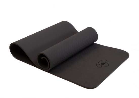 Pilates mat TPE extra dik 10 mm zwart - Lotus — afbeelding 3