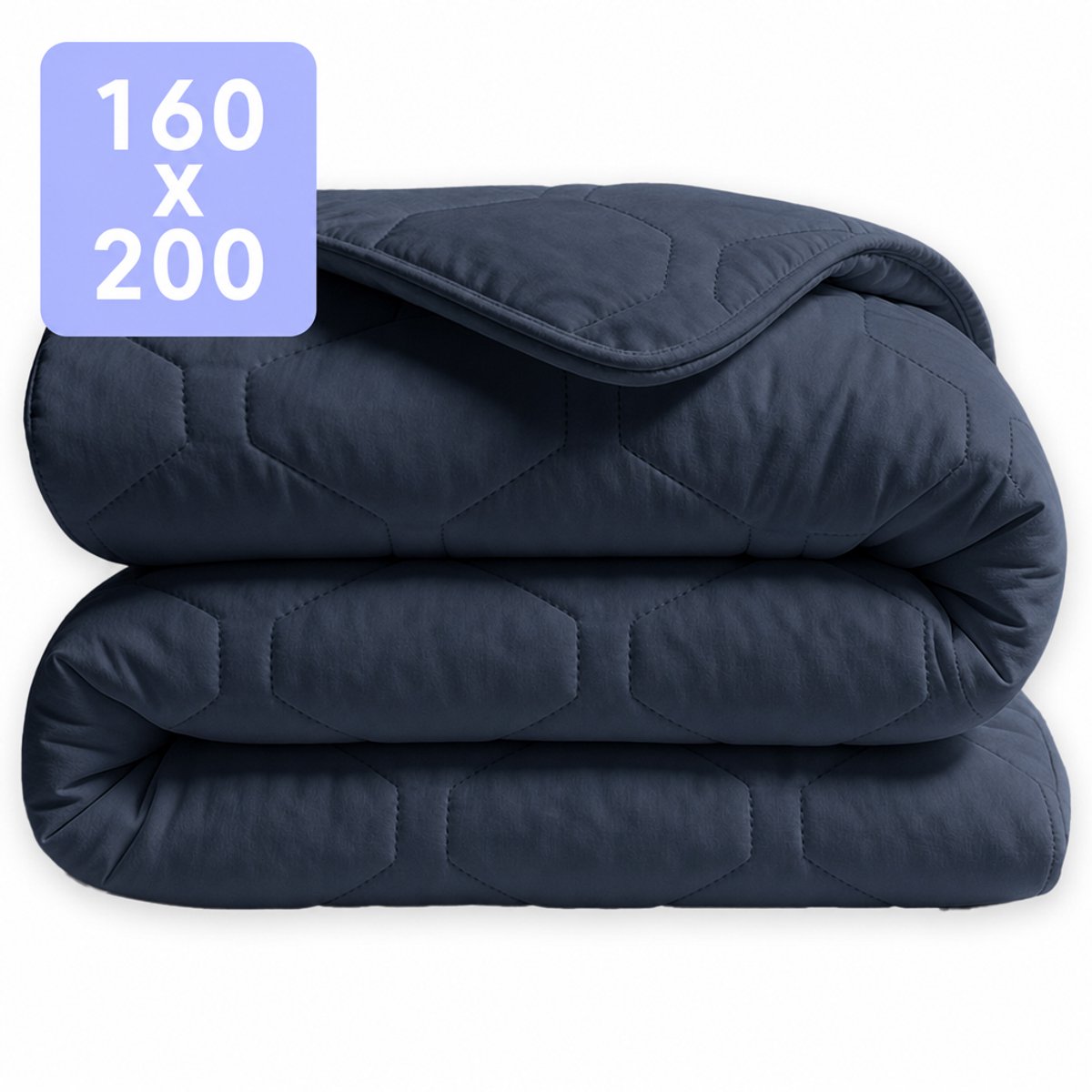 HappyBed Dekbed zonder overtrek 160x200 + instopstrook - Wasbaar Dekbed - Bedrukt dekbed zonder hoes - Hoesloos Dekbed - Twijfelaar dekbed - Dark Blue