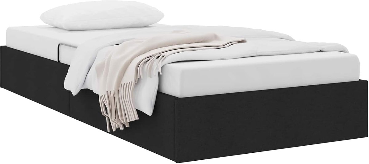 Bedframe 100x200 cm - Industrohome Opbergledikant met hydraulisch liftsysteem in zwarte stof