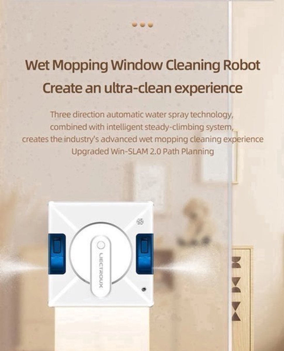 Robot Ramenreiniger – Ramenrobot – Glasreiniger – Automatische Ramenwisser – 3000Pa Zuigkracht – Dubbel Waterreservoir