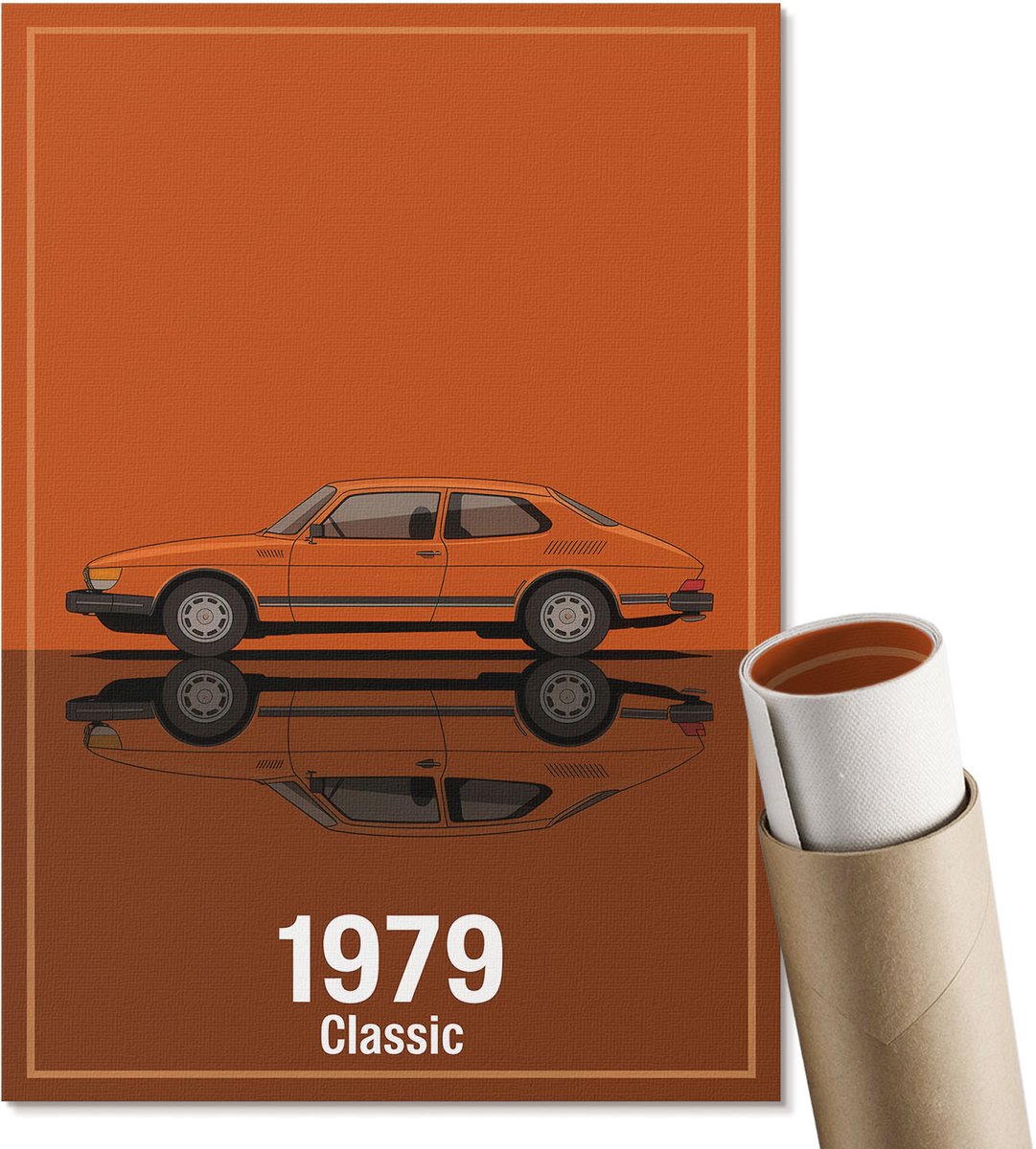 Coloray Polycanvas Wandposter - Retro Klassieker, Illustratie - A4 - Oranje Wandposter - Rechthoek - Canvasposter - Woonkamer, Slaapkamer, Kantoor - Retro
