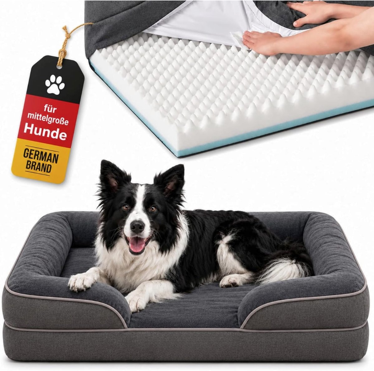 NIVA® Hondenbed - Hondenbank - Hondensofa - Hondenmand - Donkergrijs - 90cm x 64cm x 17cm