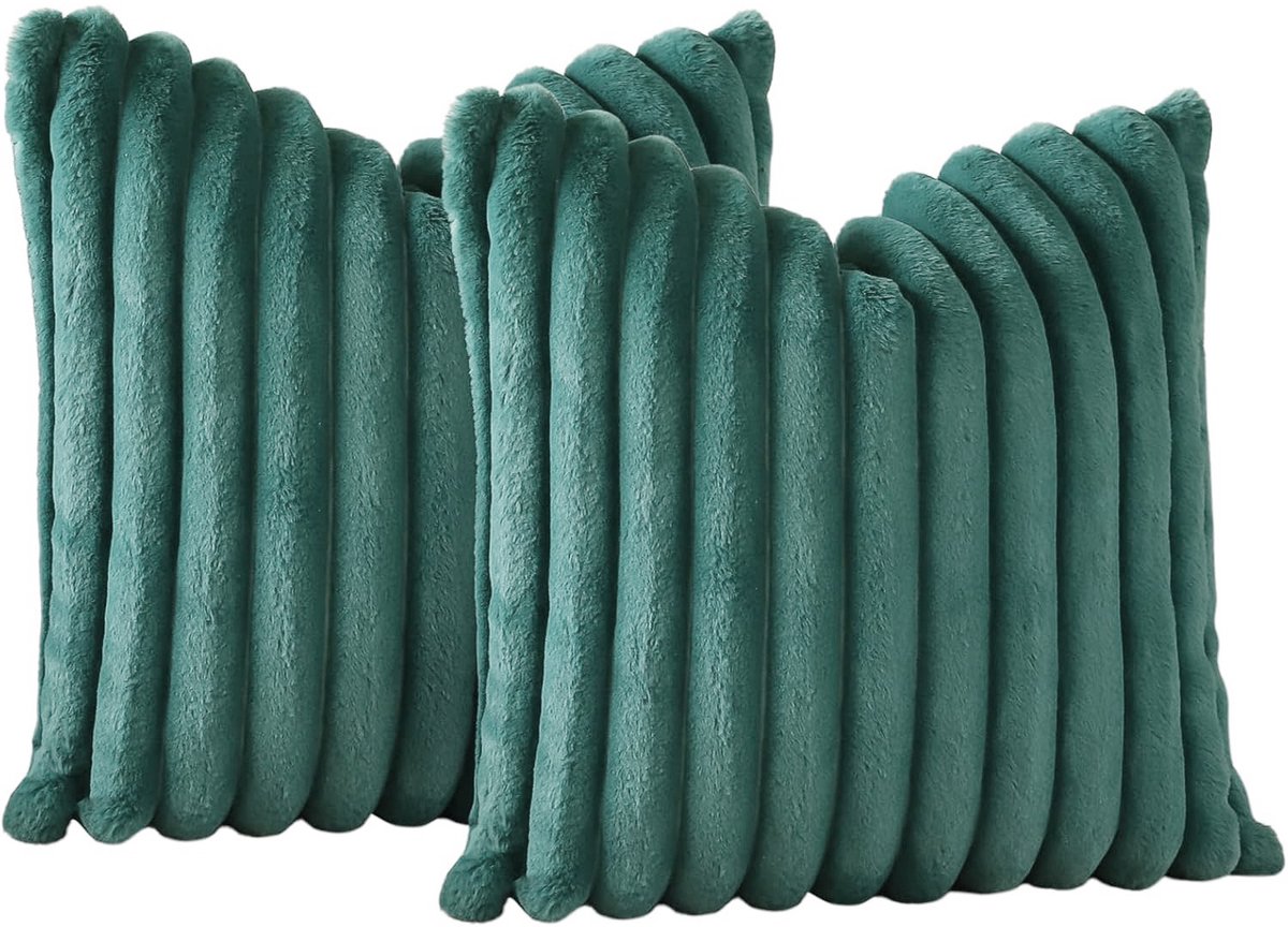 DESMIU Sierkussenhoes – Zacht En Fluweelachtig – 45 X 45 Cm – Pluche – Donkergroen – Voor Bank Bed Stoel En Decoratie – Verborgen Rits