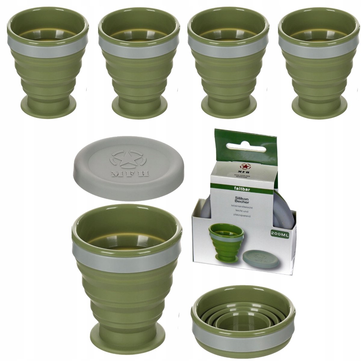 Opvouwbare Siliconen Bekers - 200ml Set van 4 - Merkloos