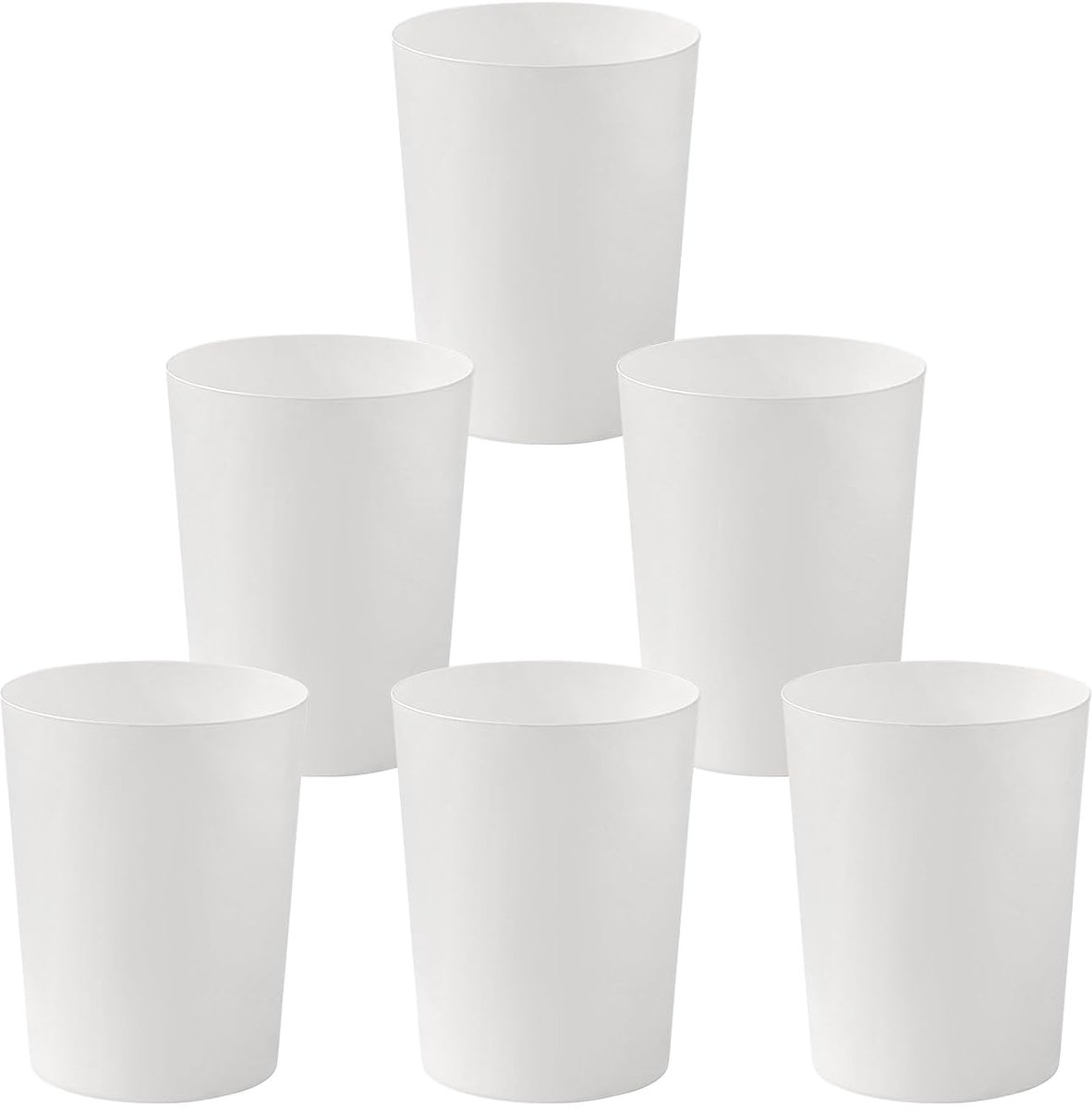 Prullenbak met deksel, set van 6, 7,2 liter, wit, kunststof
