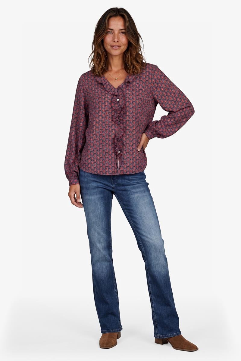 DIDI Dames Blouse Ruffle Wine Lovely print maat 36
